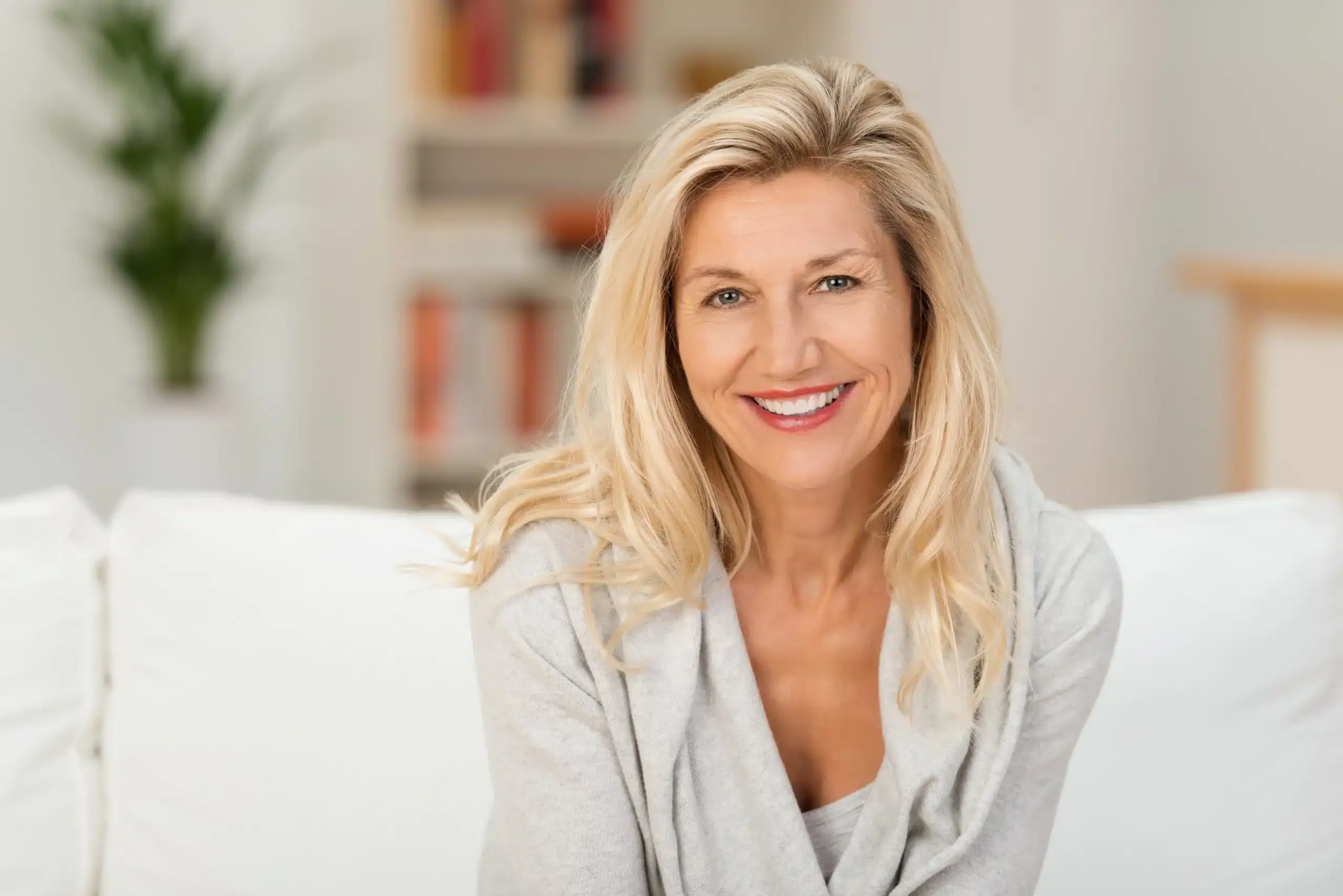 Smiling patient at a dental office